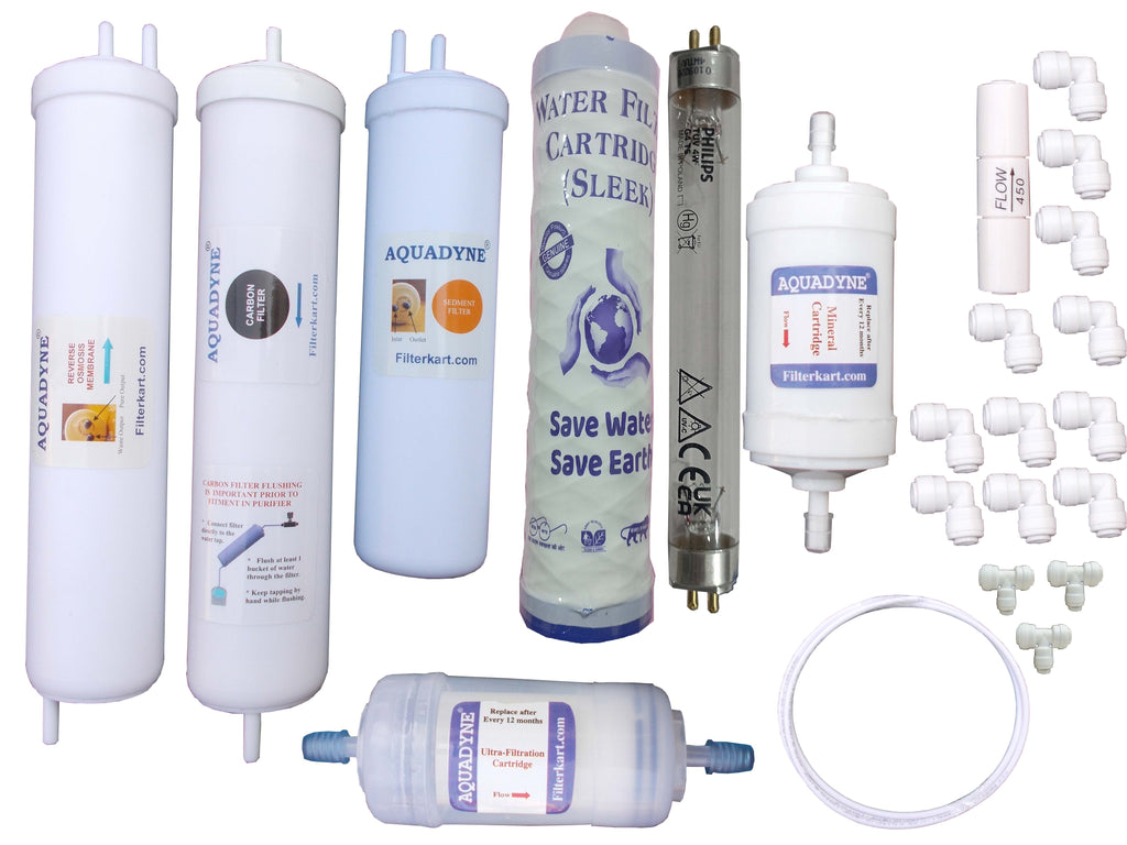 Aquadyne RO Service Kit for Livpure Glo Pro++ RO + UV + UF + Smart TDS Adjuster | Complete Filter Replacement Kit with Installation Guide & YouTube Video Support | 1 Set - White