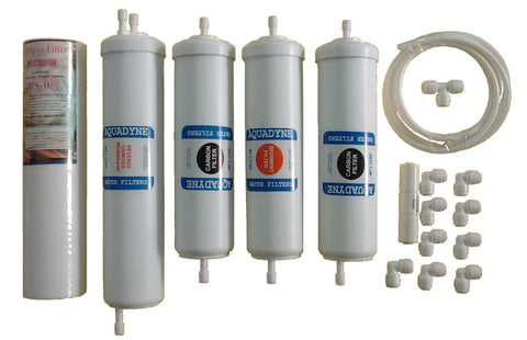 Aquadyne's compatible RO Service Filter Kit for Aquaguard/Kent/Nasaka RO Water Purifiers (Includes extra RO Pipe and Flow Restrictor)