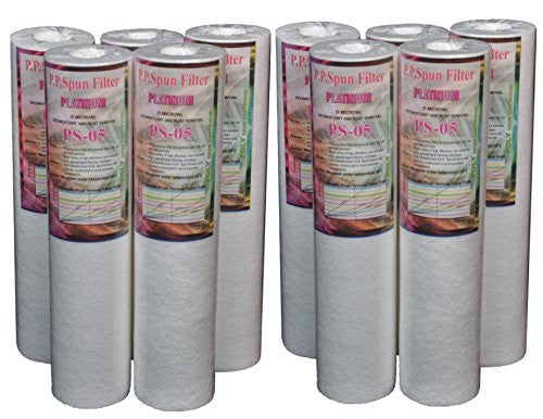 Aquadyne Water Filters Pp Spun Filter Platinum Series, 10 Inches, 5 Micron - 10 Pieces
