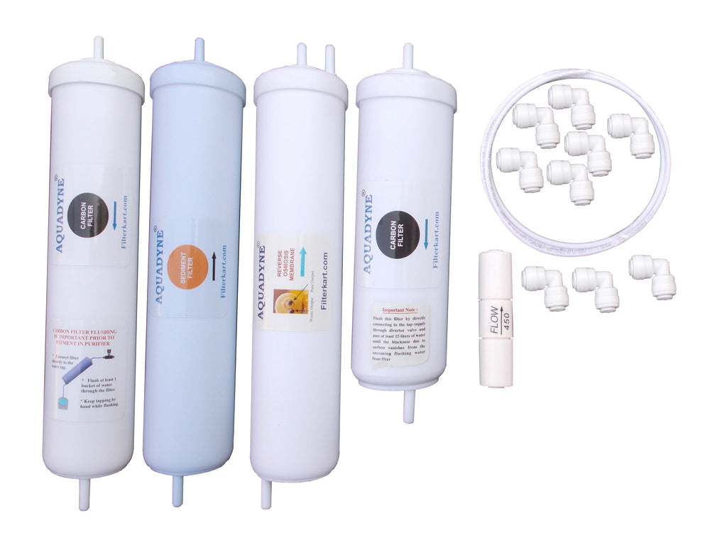 Aquadyne Compatible RO Service Kit for Aquasure Xpert RO Water Purifier | DIY Replacement Filter Set with Activated Carbon & RO Membrane | Self-Installation Guide + Tele & Video Support (1 Set, White)