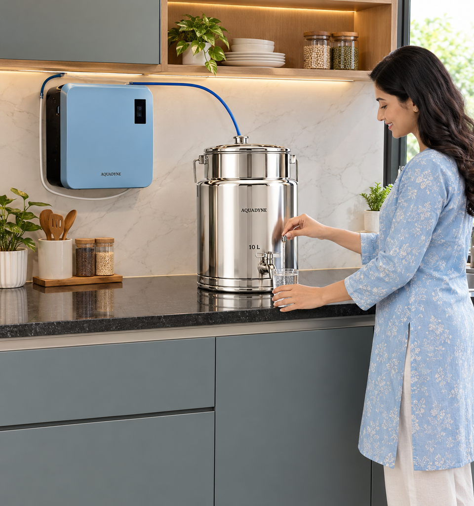 Aquadyne Alkaline Mineral RO Water Purifier Blue, 16 LPH |Stainless Steel Dispenser 10 litre Storage with TDS Display
