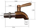 Copper Finish Water Tap with 10 mm Male Thread & Fixing Nut | Heavy-Duty Bib Cock for Water Dispenser, Water Purifier & Storage Vessel | Leak-Proof Lever Handle Faucet