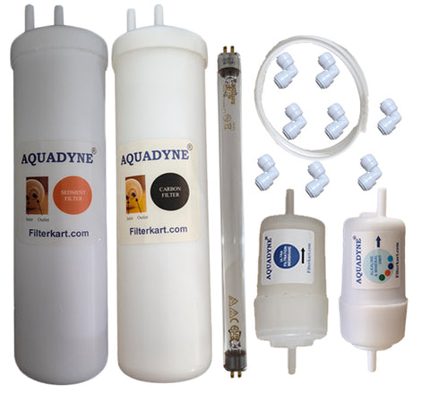 Aquadyne Compatible Filter Service Kit for Aquasure Maxima UV + UF Water Purifier | Complete Replacement Filter Set with Carbon, Sediment, Mineral, UF & UV Lamp