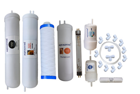 Aquadyne's RO Service Kit for Livpure Pep Pro RO + UV + UF + TDS with Installation guide and Youtube video installation support, 1- Piece, White