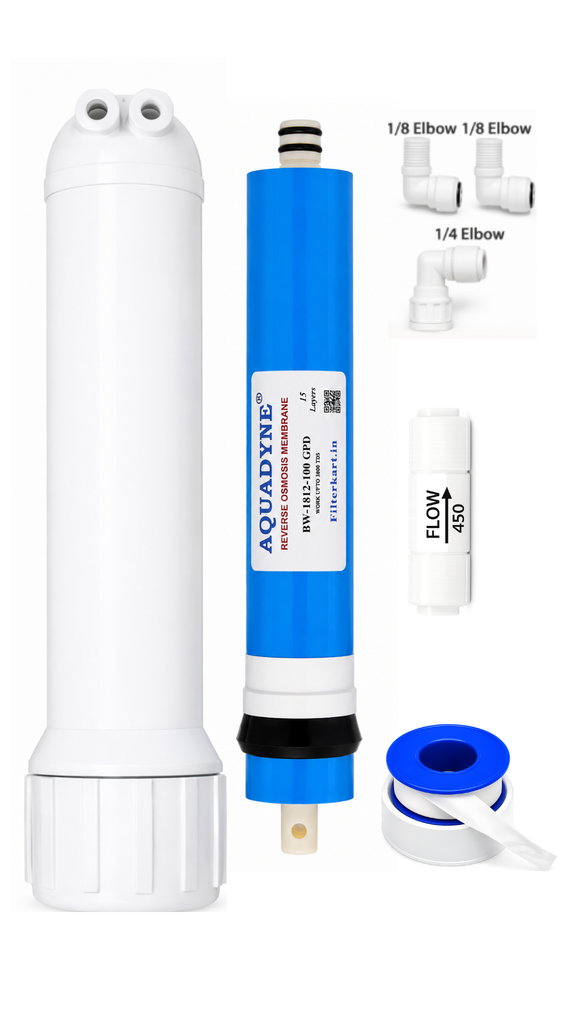 Aquadyne 100 GPD RO Membrane Housing kit | Suitable upto 3000 TDS Brackish Input Water | for RO Water Purifiers