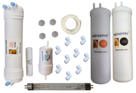 Aquadyne® Compatible RO + UV Water Purifier Service Kit for Aquasure Maxima | Complete Replacement Filter Set (Carbon, Sediment, RO Membrane, Mineral Cartridge, UV Lamp & Accessories)
