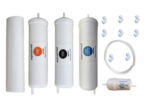 Aquadyne Compatible Filter Kit for Kent Sterling UV UF Under the Counter (UTC) Water Purifier | Replacement Set with Carbon, Sediment, UF, Alkaline/Mineral & Pre-Filter | Easy DIY Installation & YouTube Support | 1 Set (White)