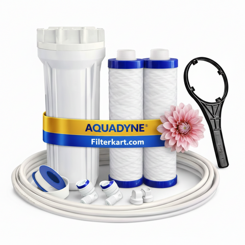External Pre Filter Housing for RO | 9 inch Yarn MLT Wound Prefilters HD, 2 nos | 5 micron, 160 gms each | Compatible for Aquaguard, LG, Livpure