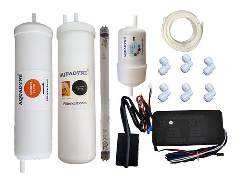 Aquadyne Compatible RO Service Kit for Aquaguard Nrich HD UV Water Purifier | With or Without PCB | 3-Stage Filtration Kit with Carbon & Mineral Filters, PCB Controller & Philips UV Lamp | DIY Video Installation