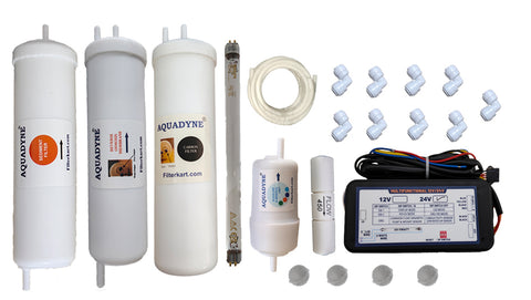 Aquadyne Compatible RO Service Kit for Aquaguard Nrich HD RO UV MTDS Water Purifier | 4-Stage Filtration | RO Membrane, UV Lamp & Mineral Cartridge | DIY Video Installation