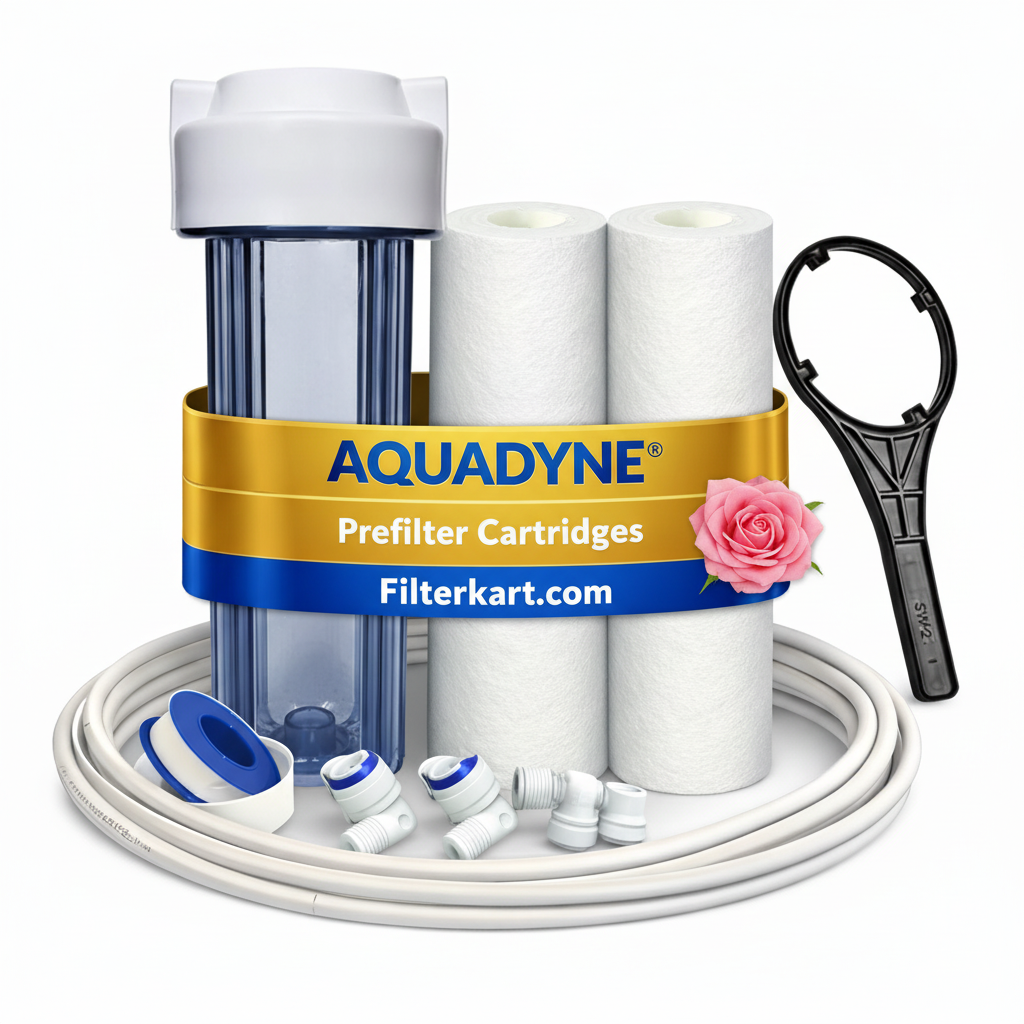 External Transparent Pre Filter Housing for RO | 10 inch Spun Filter HD, 2 nos | 1 micron, 145 gms each