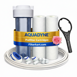 External Transparent Pre Filter Housing for RO | 10 inch Spun Filter HD, 2 nos | 1 micron, 145 gms each