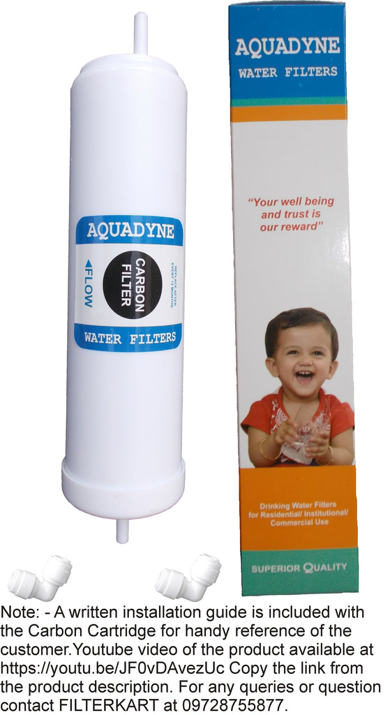 Aquadyne's Carbon Filter Quickfit type for Aquaguard/Kent R.O Systems for removing chlorine/chloramine/fluoride/bad odour from feed water