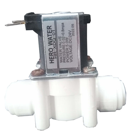 Copper Solenoid Valve 24 Volt 3/8 Inch Inlet/Outlet Quick Fit Type for 25 LPH/50LPH/100 LPH Reverse Osmosis water Purifier, N/C Normally Closed type, Useful for Other water based applications